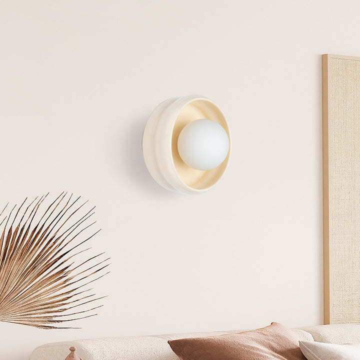 Round Ceramic Wall Lamp - Circo-White-The Livary