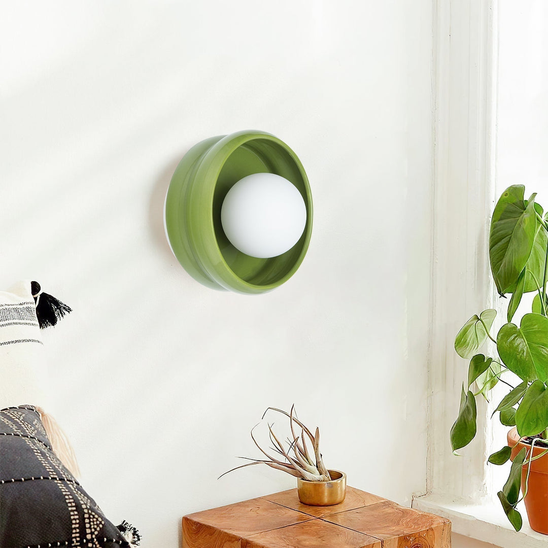 Round Ceramic Wall Lamp - Circo-Green-The Livary