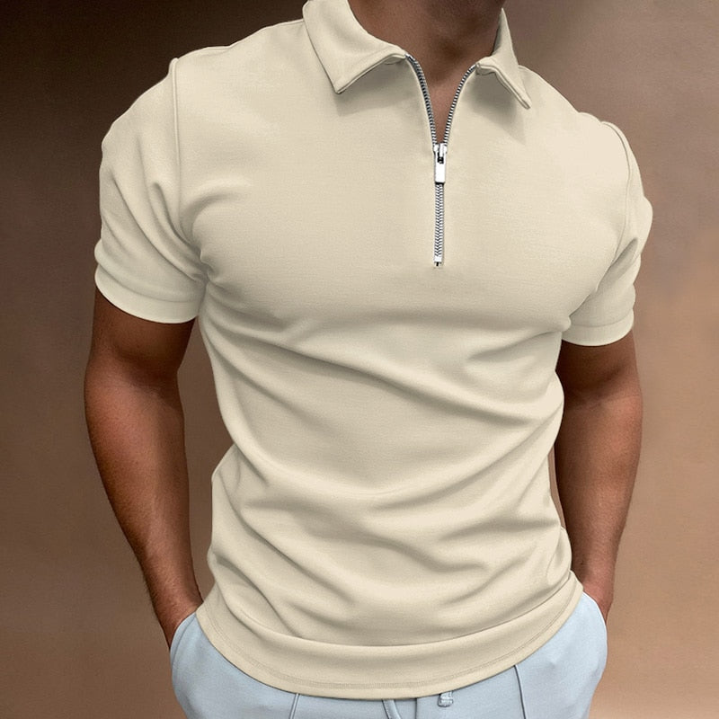 Modern Slim Fit Polo with Zip (Buy 1, Get 1 Free) - VestoZip™ Men's Polo-Beige-S-The Livary