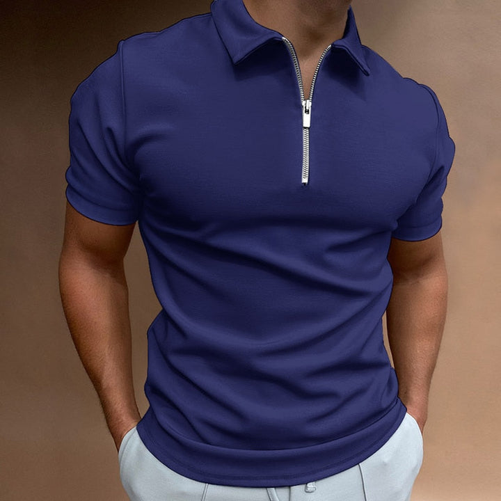 Modern Slim Fit Polo with Zip (Buy 1, Get 1 Free) - VestoZip™ Men's Polo-Marine blue-S-The Livary