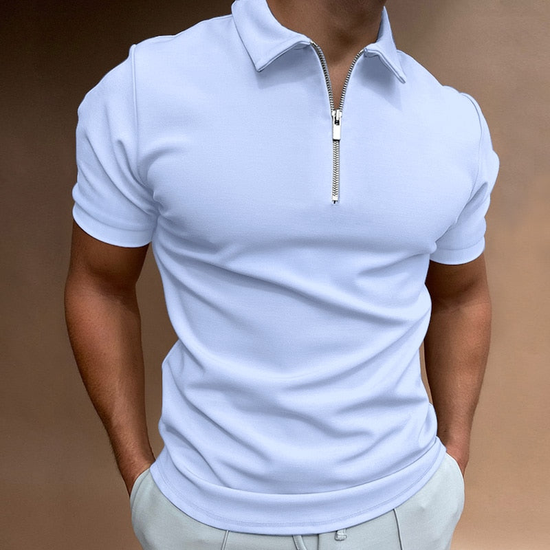Modern Slim Fit Polo with Zip (Buy 1, Get 1 Free) - VestoZip™ Men's Polo-Light blue-S-The Livary