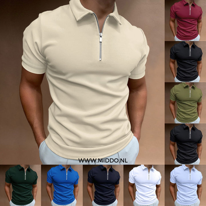 Modern Slim Fit Polo with Zip (Buy 1, Get 1 Free) - VestoZip™ Men's Polo-Beige-S-The Livary