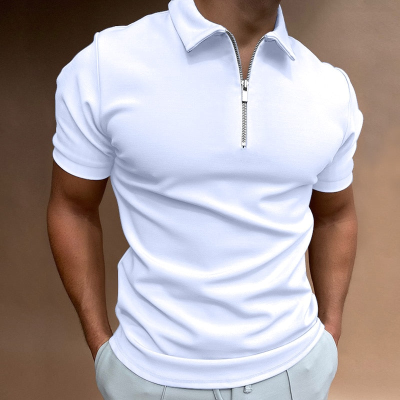 Modern Slim Fit Polo with Zip (Buy 1, Get 1 Free) - VestoZip™ Men's Polo-White-S-The Livary