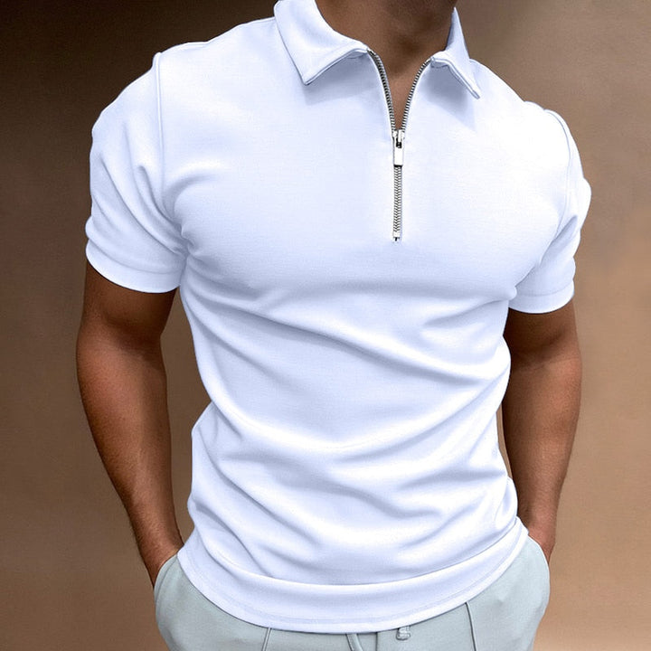 Modern Slim Fit Polo with Zip (Buy 1, Get 1 Free) - VestoZip™ Men's Polo-White-S-The Livary