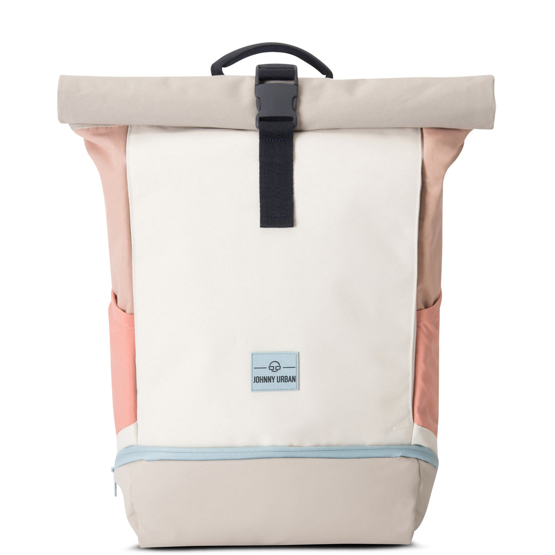 Rolltop Backpack – UrbanFlow-Beige Pink-The Livary