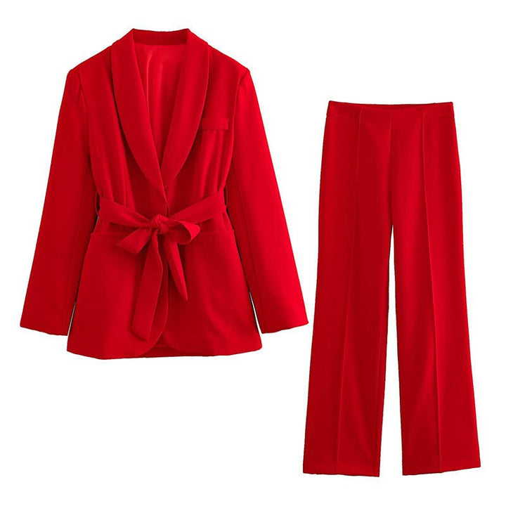 Stylish 2-Piece Women's Suit - Lena-Red-XS-The Livary