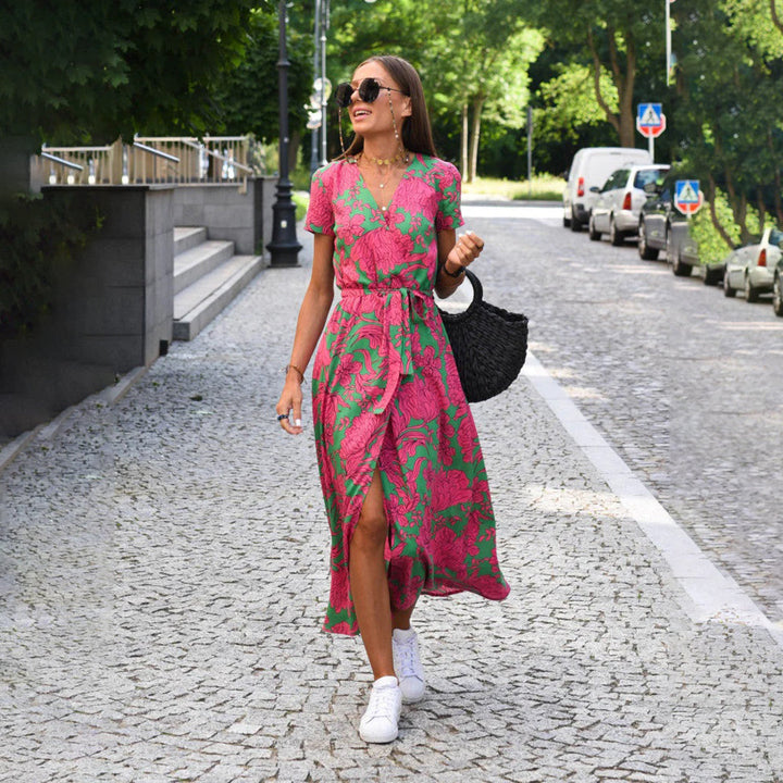 Casual Summer Dress - Luna-Red/Blue-S-The Livary