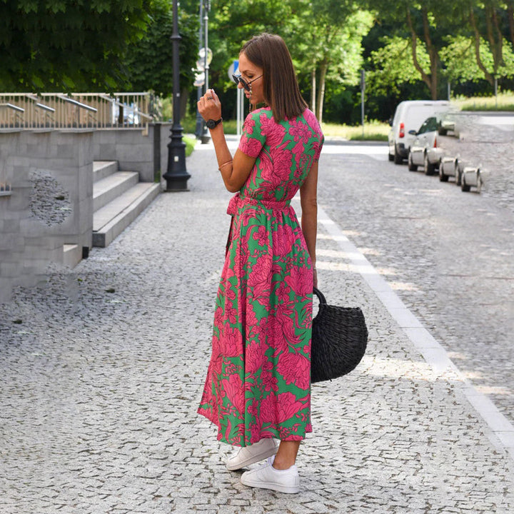 Casual Summer Dress - Luna-Red/Blue-S-The Livary