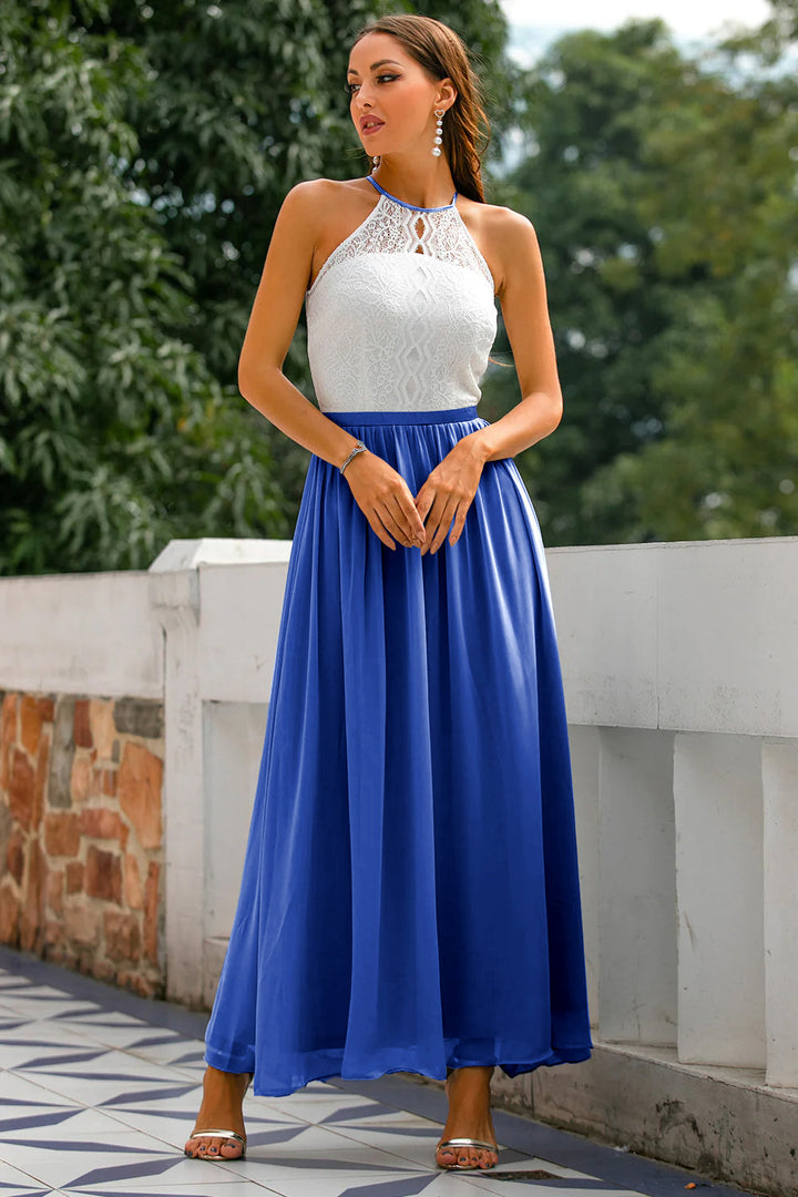 Stylish Dress for Wedding Guests with Open Back - Isabella-Royal Blue-EU32-The Livary