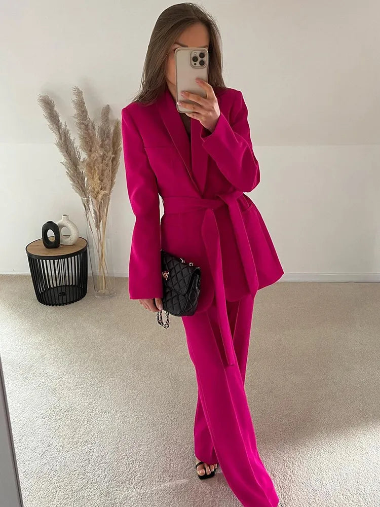 Stylish 2-Piece Women's Suit - Lena-Pink-XS-The Livary