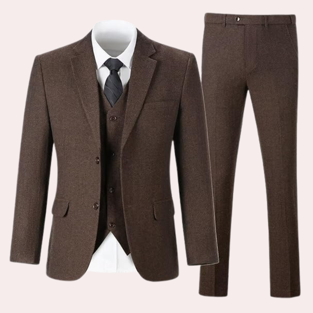 Business Stylish Three-Piece Suit for Men - Dorian-Brown-S-The Livary