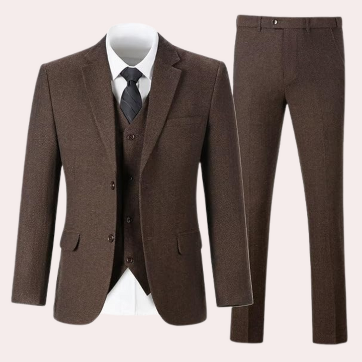 Business Stylish Three-Piece Suit for Men - Dorian-Brown-S-The Livary