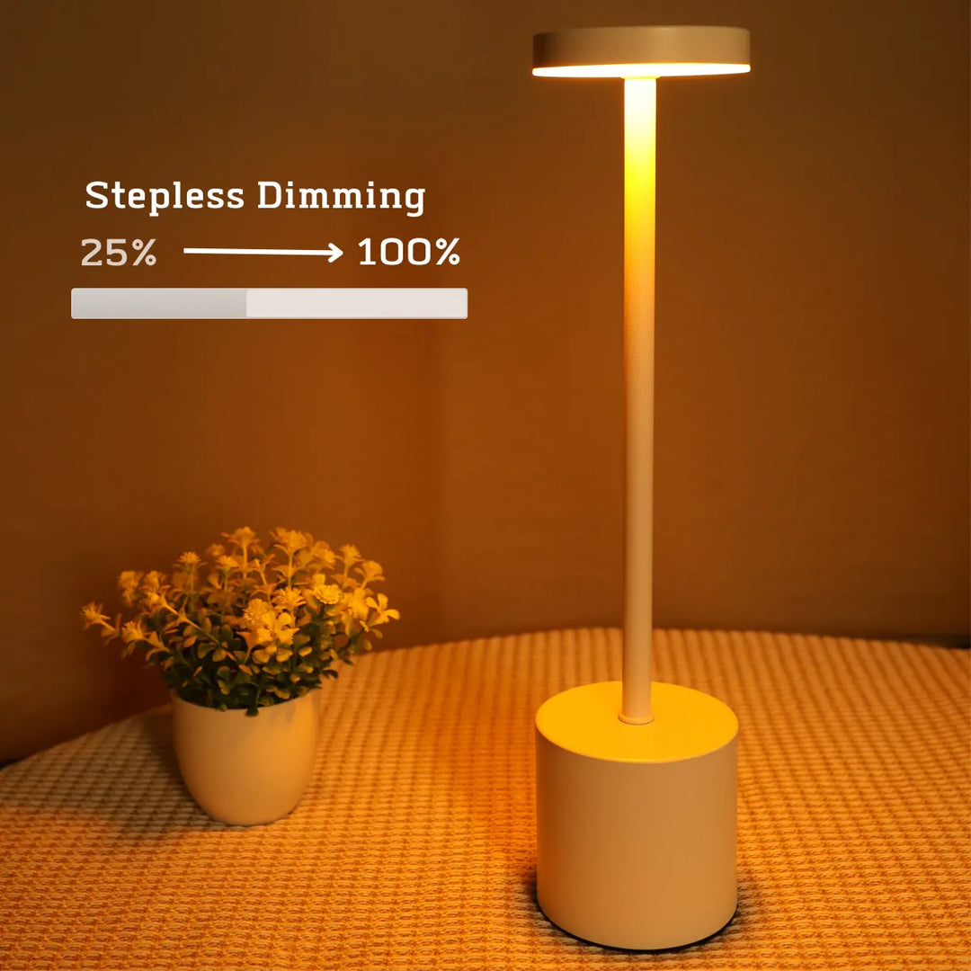 Wireless Metal LED Table Lamp - LumiMetal-White-The Livary