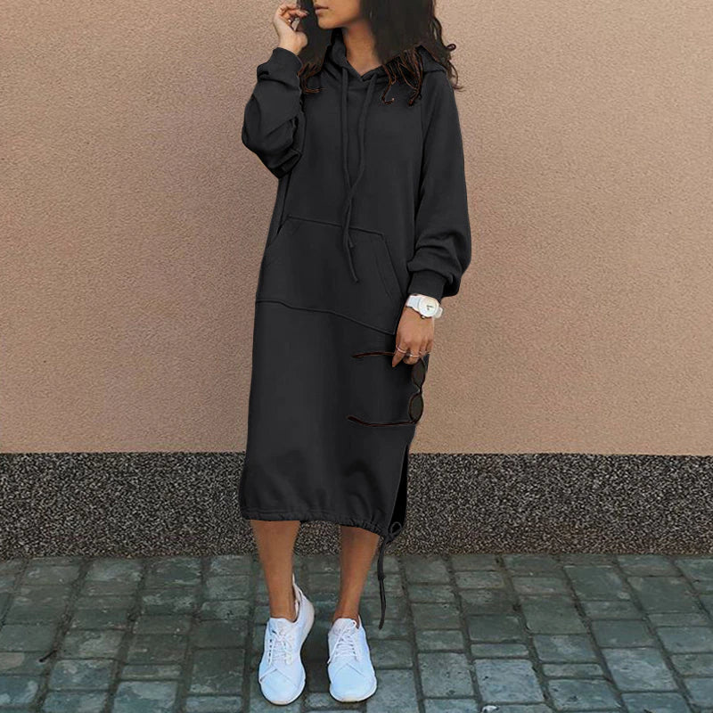 Long Hoodie with European and American Influences - Felina-Black-S-The Livary