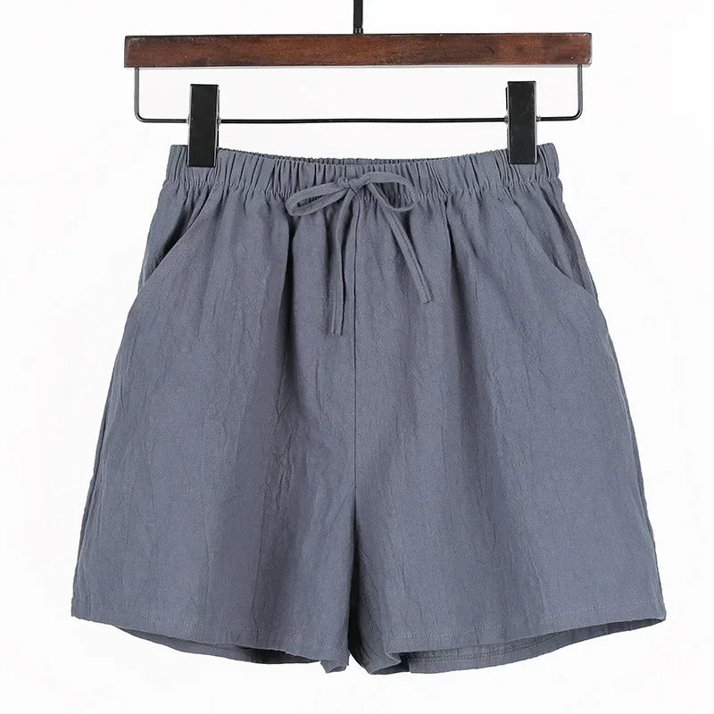 Lightweight Women’s Linen Shorts with High Waist and Sporty Fit – Fenja-Dark grey-S-The Livary