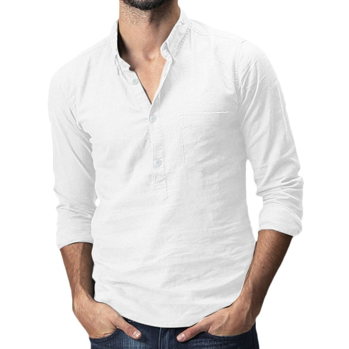 Stylish summer shirt in plus size for men – Hayes-White - 3 buttons-M-The Livary