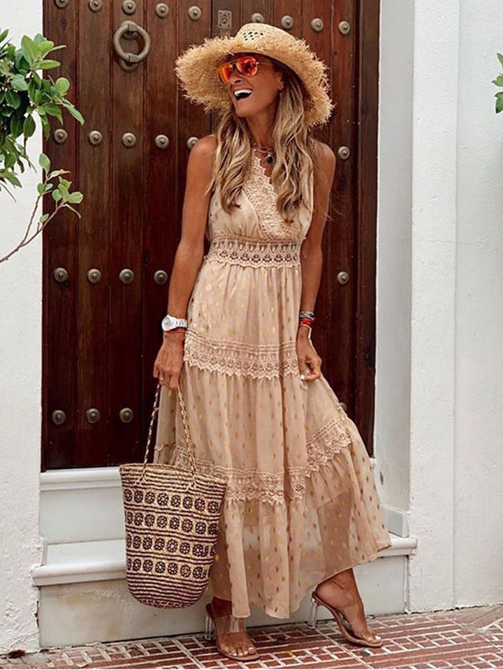 Boho Ibiza Dress - Solana-Khaki-S-The Livary