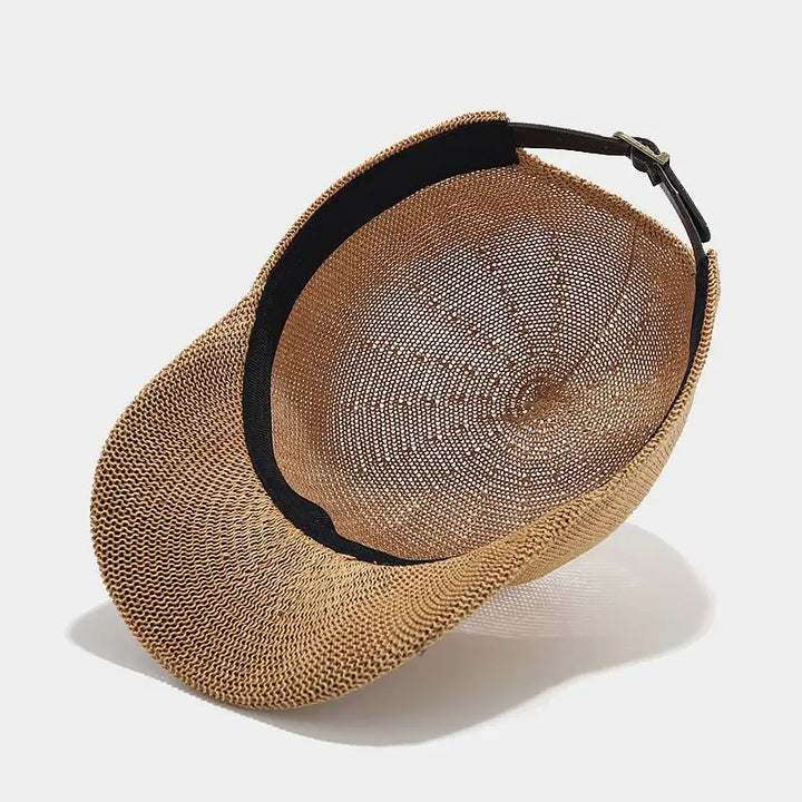Trendy braided sun hat with wide brim - SunWeave Style-Beige-The Livary