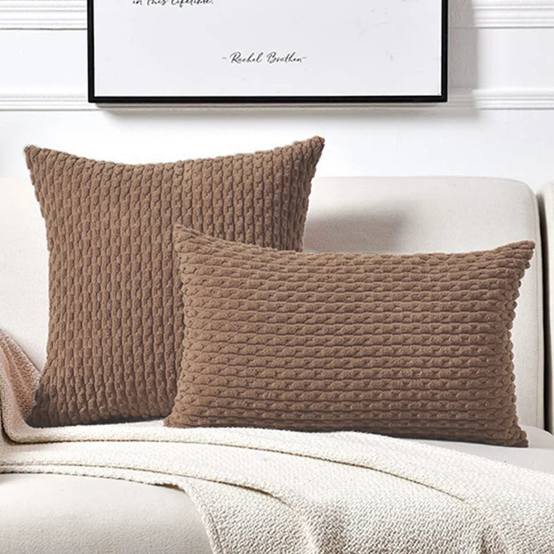 Corduroy Cushion Covers with Boho Style – Velvia-Brown-40x40CM-The Livary