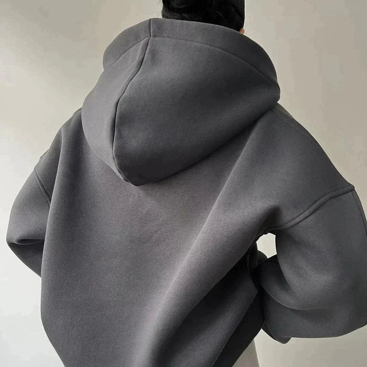 Trendy Oversized Ladies Hoodie with Hood - Luna-Khaki-S-The Livary