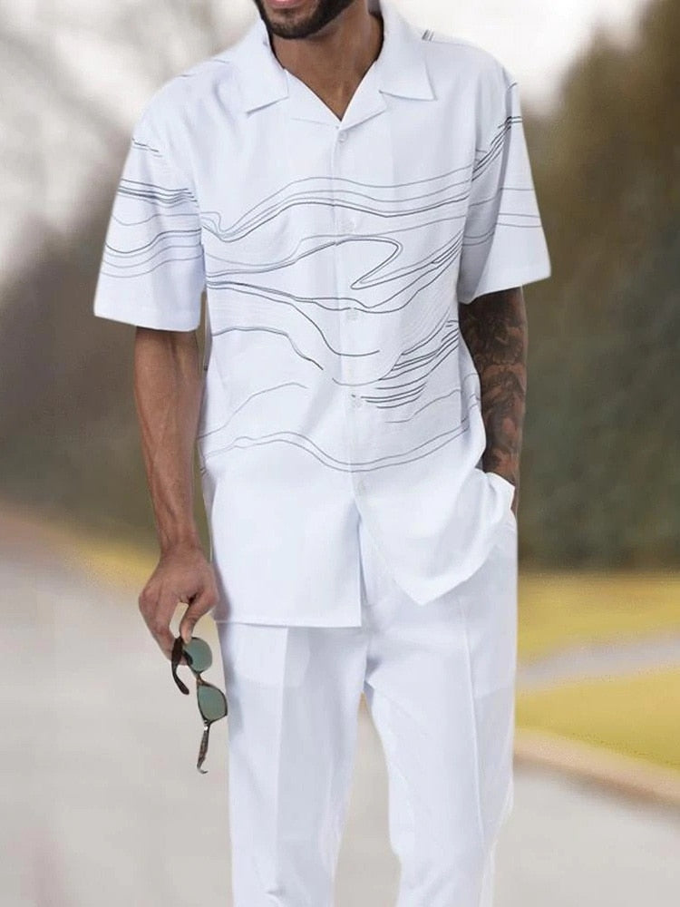 Stylish men's two-piece set for warm days - summer classic-Set A-S-The Livary