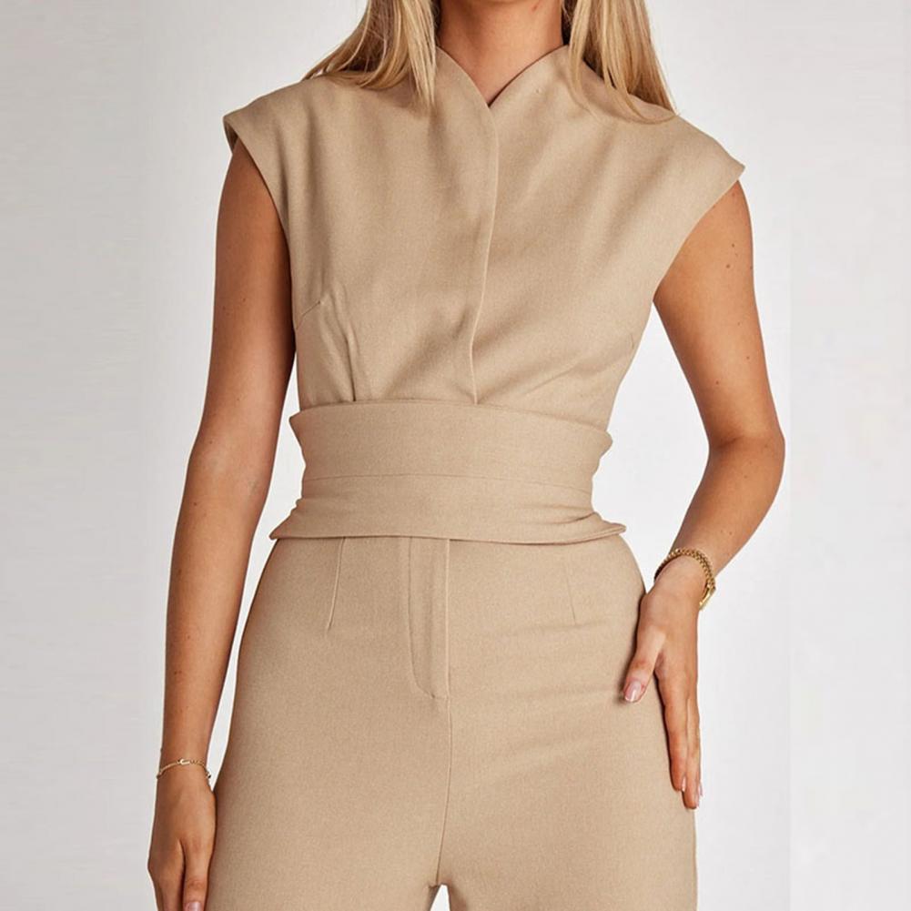 Airy women's jumpsuit with wide legs and a V-neck – Maribel-Black-S-The Livary