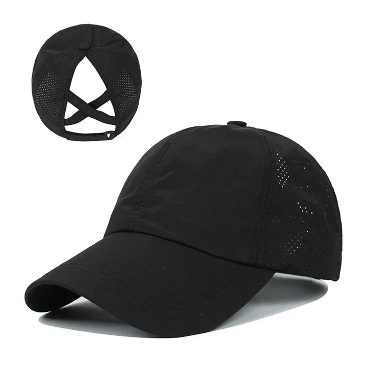 Breathable unisex sports baseball cap made of mesh with adjustable fit – AeroCap-Black-The Livary