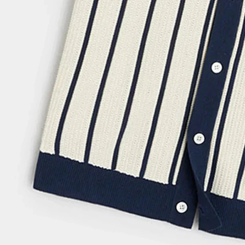 Striped knitted shirt with button placket for men – Emilio-S-The Livary