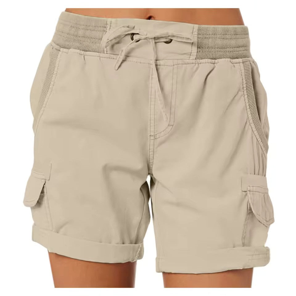 Stylish summer beach shorts – Chloe-Khaki-S-The Livary