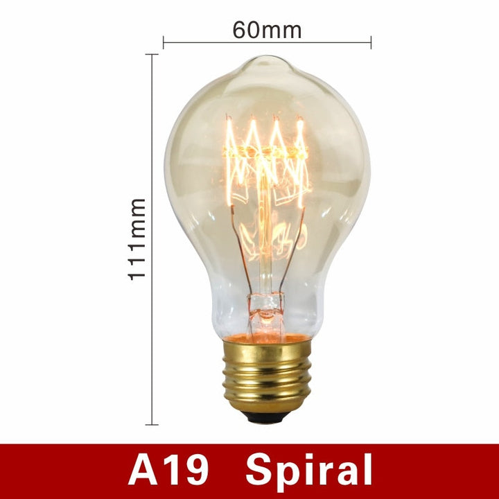 Vintage Light Bulbs - NostalgiaGlow-A19 Spiral-The Livary
