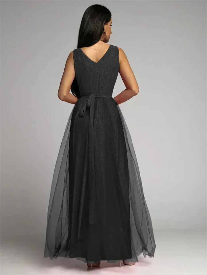 Stylish V-Neck Dress - Mindy-Black-S-The Livary