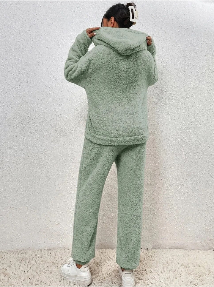 Ultra-Comfortable Teddy Loungewear with Hood - Lana-White-XS-The Livary