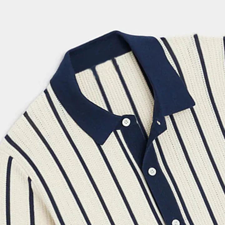 Striped knitted shirt with button placket for men – Emilio-S-The Livary