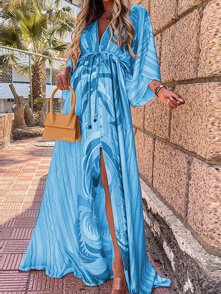 Stylish Beach Dress with Print - Zamara-Blue-S-The Livary
