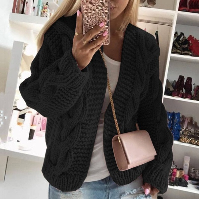 Luxury Cashmere Ladies Cardigan - Camille-Black-S-The Livary