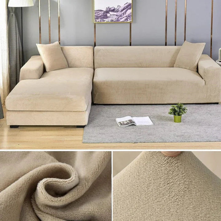Stretch Velvet Sofa Cover with Luxury Finish - Sofina-Beige-1 Zit (90-140CM)-The Livary