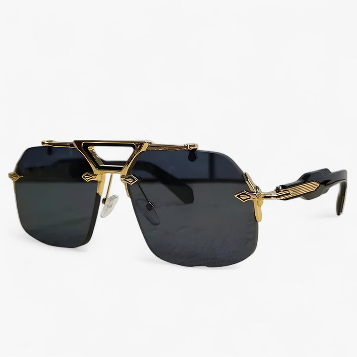 Randless oversized sunglasses with metal accents – Vexor-Gray Gold-The Livary