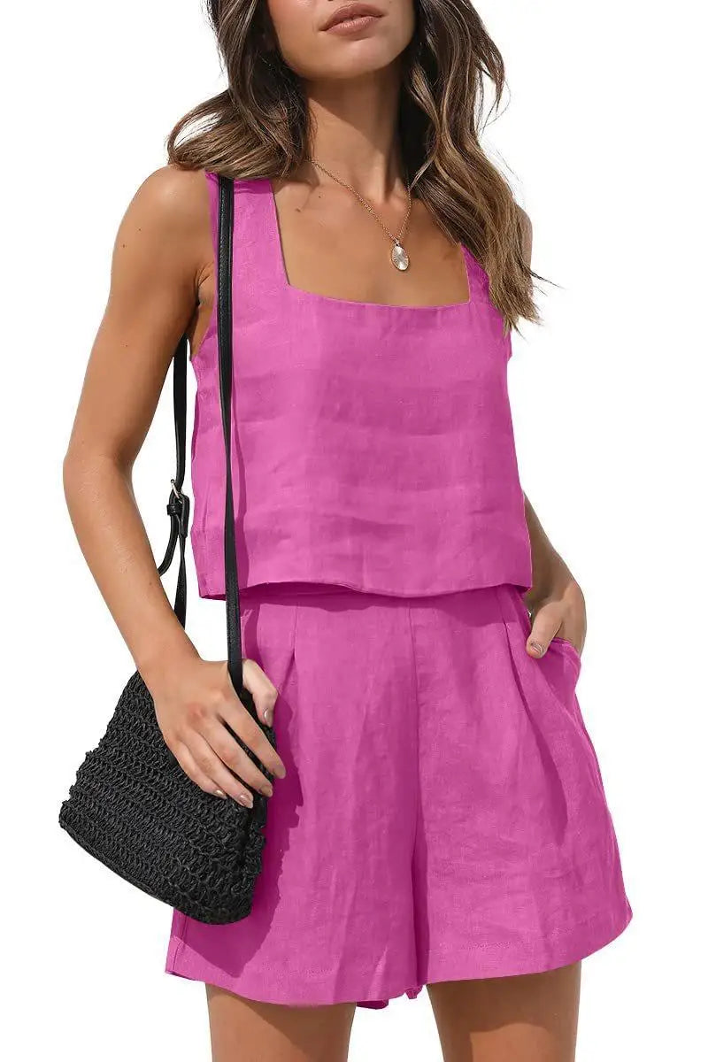Two-piece summer outfit with style – Emilia-Pink-S-The Livary