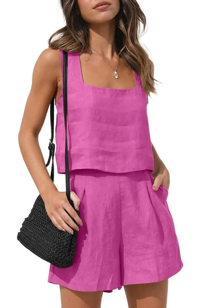 Two-piece summer outfit with style – Emilia-Pink-S-The Livary