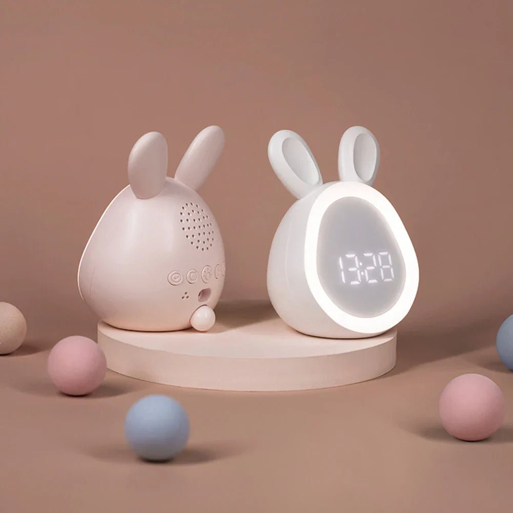 Rabbit-shaped children's alarm clock with LED night light - BunniGlow-Pink-The Livary