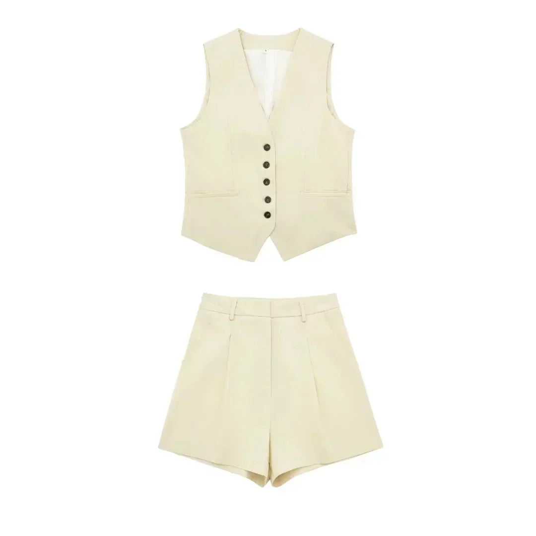 Two-piece summer outfit with vintage top – Amaya-White-XS-The Livary