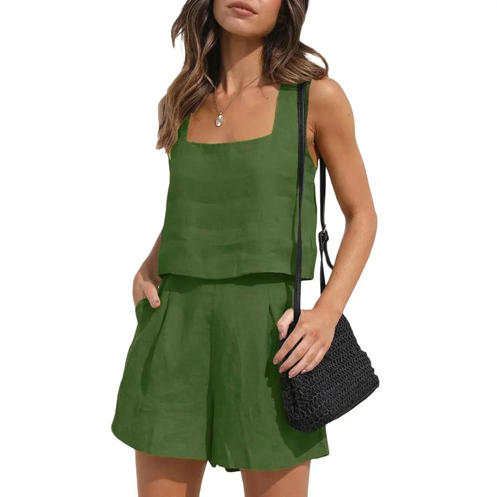 Two-piece summer outfit with style – Emilia-Dark green-S-The Livary