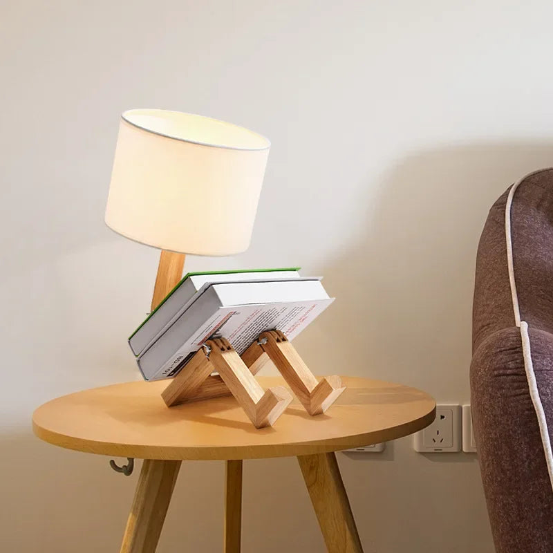 Wooden Table Lamp with Book Holder - RutanFlex