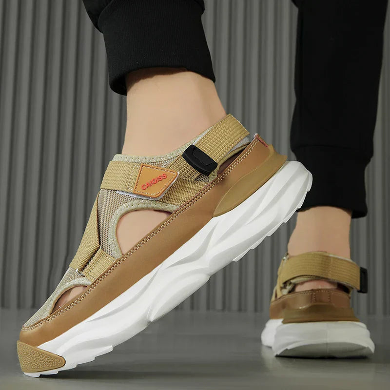 Light EVA summer slippers for women and men with designer look – Elian-Beige-3.5-The Livary