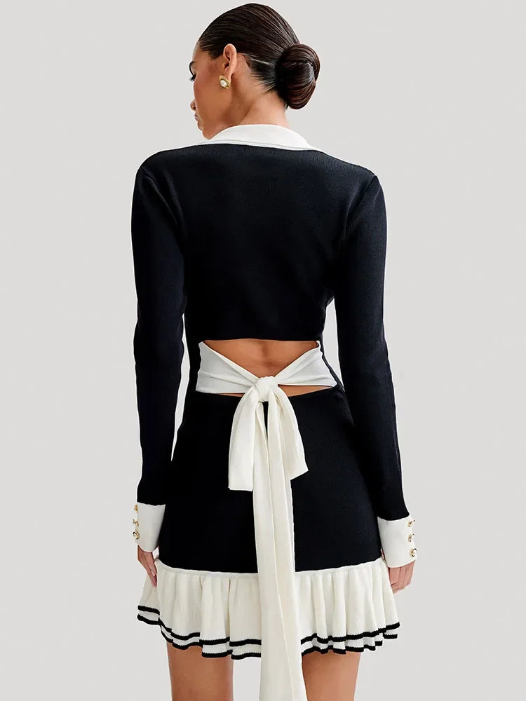Strap mini dress with back cutout and bandage design – Amira-Black-S-The Livary