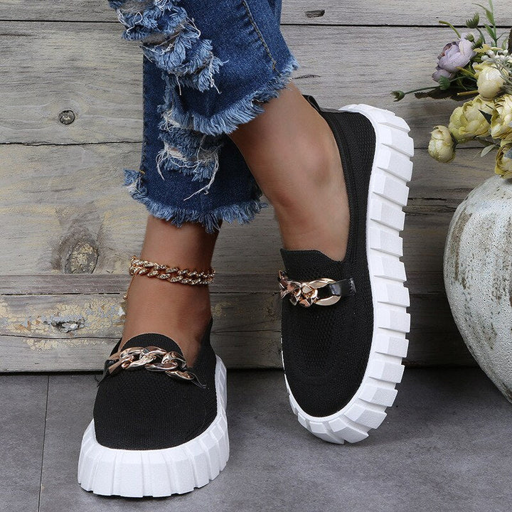 Orthopaedic Women's Sports Shoes with Platform Sole - Mira-Black White-5-The Livary