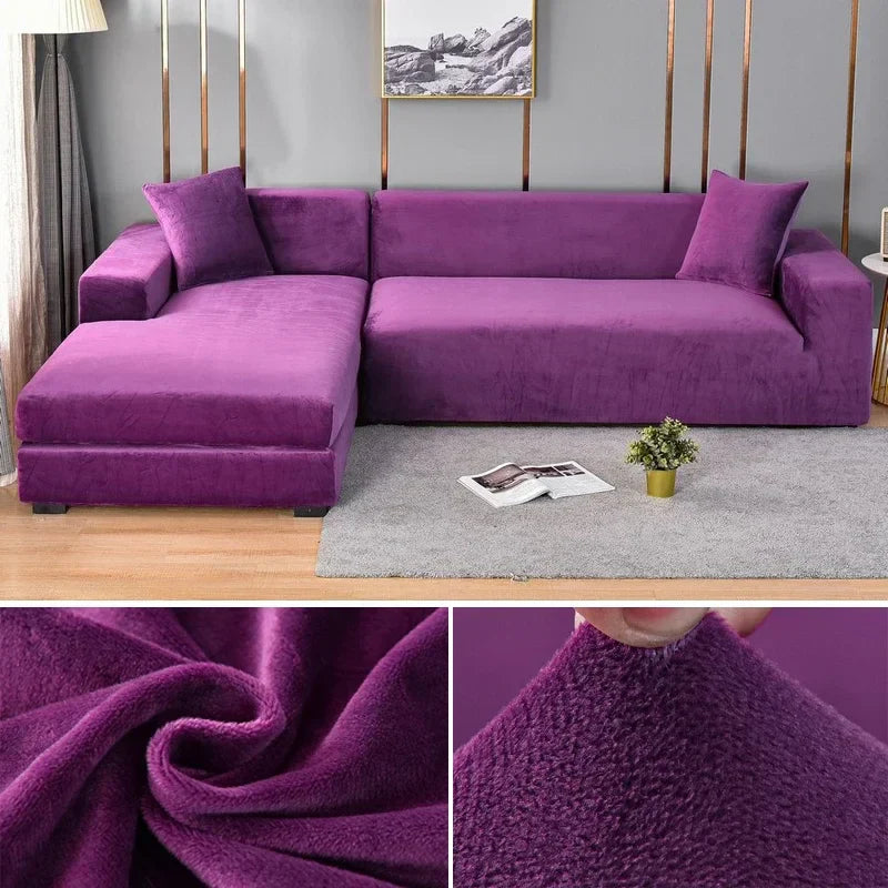 Stretch Velvet Sofa Cover with Luxury Finish - Sofina-Purple-1 Zit (90-140CM)-The Livary