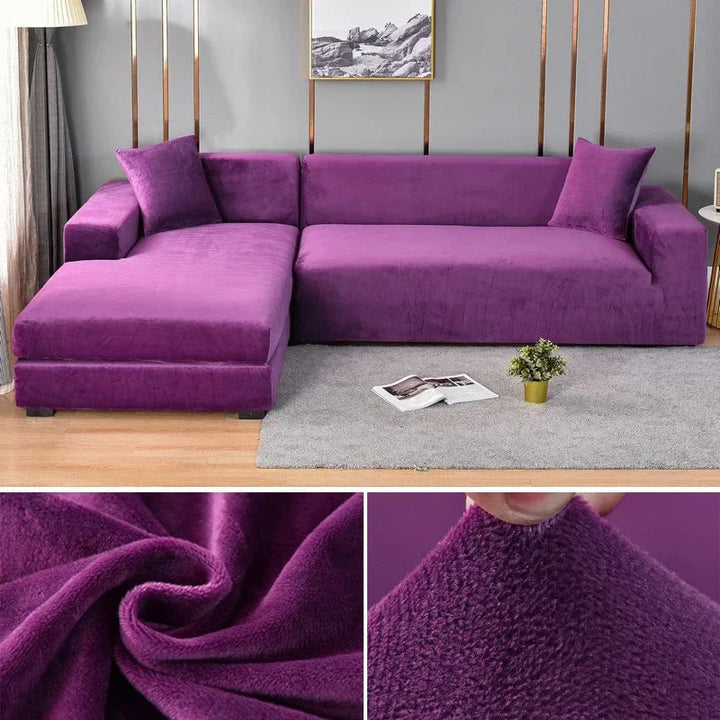 Stretch Velvet Sofa Cover with Luxury Finish - Sofina-Purple-1 Zit (90-140CM)-The Livary