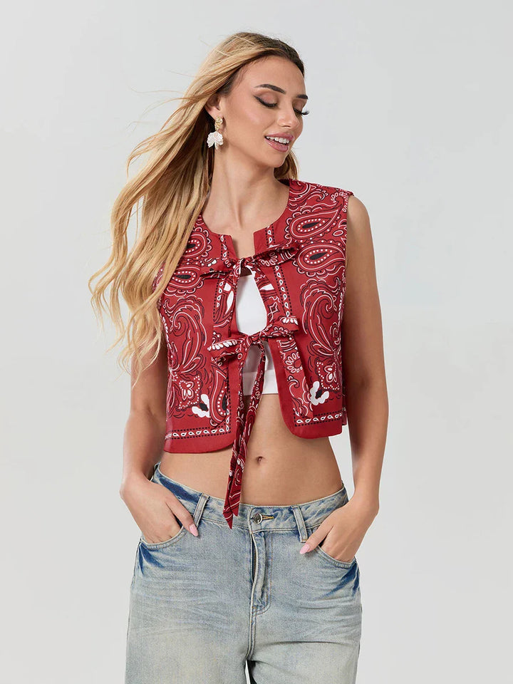 Y2K Red Bandana Wrap Top Trendy Cropped Streetwear Top - Liora-S-The Livary