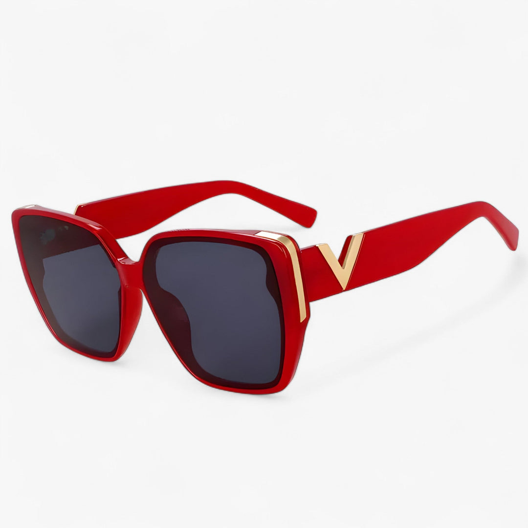 V-shaped mirrored sunglasses – Kryos-Red-The Livary
